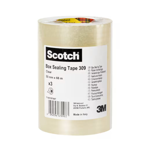 Scotch® Dozen Closure Tape 309 BCSR, Transparent, 50 mm x 66 m