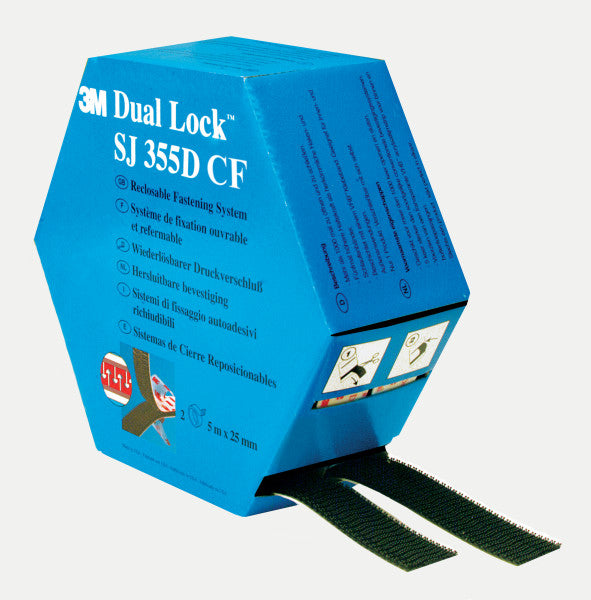 3M™ Dual Lock™ Hersluitbaar Klikband SJ355D CF, Zwart, MINI Ref 345184518, 25 mm x 5 m