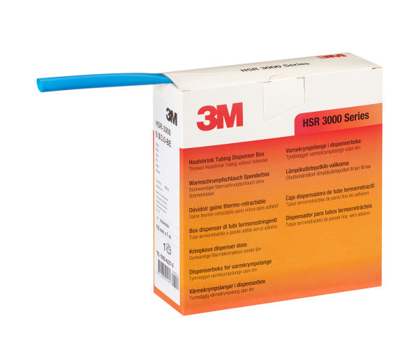 3M™ HSR 3000 Dunwandige Warmtekrimpkousbuis op Minirol, Blauw, 6/2 mm, 10 m, Dispenserdoos