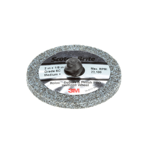 Scotch-Brite™ Roloc™ Deburr and Finish PRO Unitised Wiel DP-UR, 76 mm x 6,35 mm, Zonder Gaten, 6C MED+