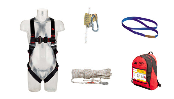 3M™ Protecta® Fall Protection Kit for vertical rescue lines, anchor, harness, rope grab, 15 m rescue line, backpack, ...