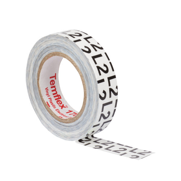 3M™ Temflex™ 1700 Vinyl Electro-Isolatieband, Grijs, 15 mm x 10 m, 0,17 mm, Zwart gedrukt "L2"