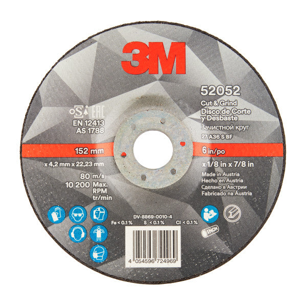 3M™ Cut and Grind Schijf, T27, 150mm x 4,2mm x 22 mm, 36+
