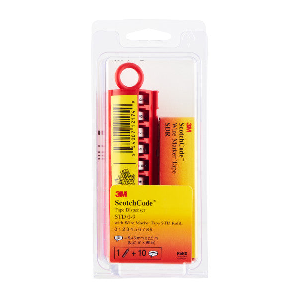 3M™ ScotchCode™ STD-0/9 Cable Marking Dispenser, Filled with Numbers 0-9