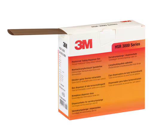 3M™ HSR 3000 Dunwandige Warmtekrimpkousbuis op Minirol, Bruin, 1,5/0,5 mm, 12 m, Dispenserdoos