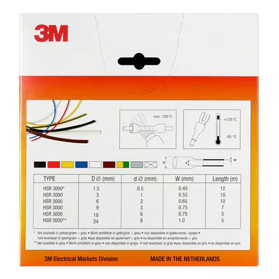 3M™ HSR 3000 Thin-Walled Heat Shrink Tubing on Mini-Reel, Gray, 18/6 mm, 5 m, Dispenser Box
