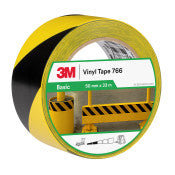 3M ™ Warnmarkierungsband 766 - Gelb/Schwarz - 50 mm x 33 m - individuell und bequem verpackt | 1 Übertreibung von 12 Rollen