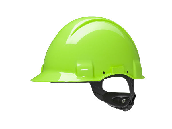 3M™ Veiligheidshelm, Uvicator, ratelverstelling, ongeventileerd, 440v, plastic zweetband, Hi-Viz, G3001NUV-GB,