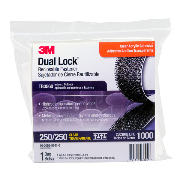 3M™ Dual Lock™ Hersluitbare Klikband TB3560, Helder, 25 mm x 3 m, 5.7 mm
