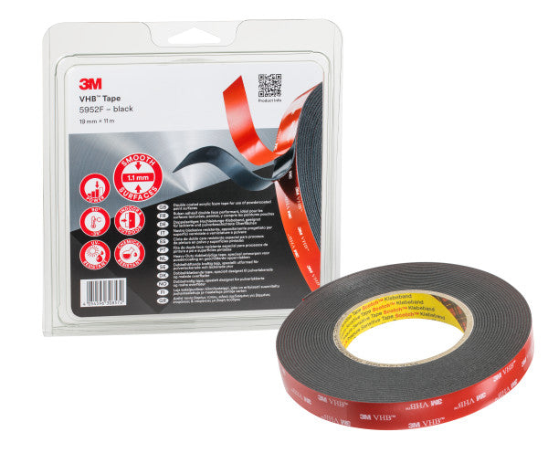 3M™ VHB™ Tape 5952F, Zwart, 19 mm x 11 m, 1.1 mm