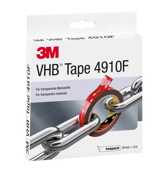 3M™ VHB™ Tape 4910F, Transparant, 19 mm x 3 m, 1.0 mm, Korte rol