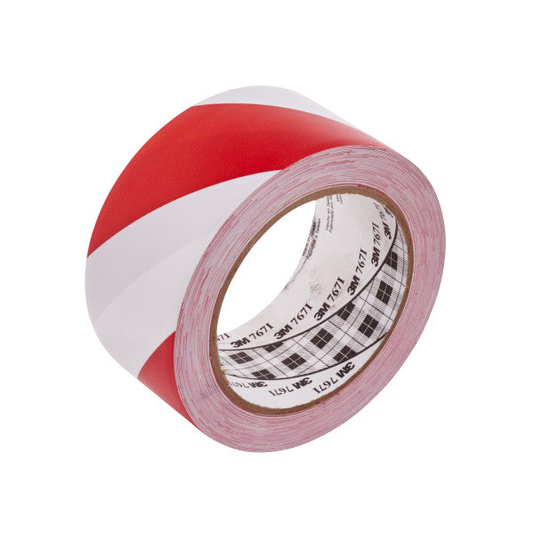 3M™ Waarschuwingsmarkeringtape 767i, Wit/Rood, 50 mm x 33 m