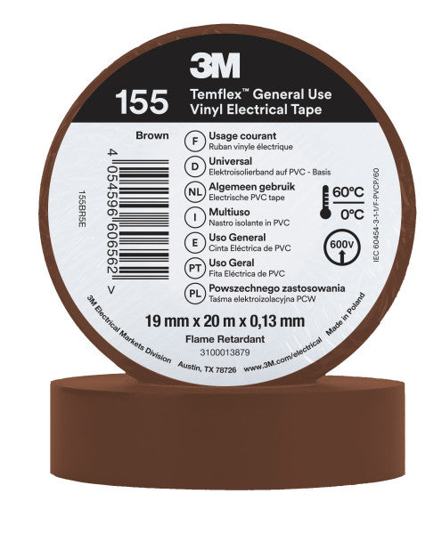3M™ Temflex™ Vinyl isolatietape 155, Bruin, 19 mm x 20 m