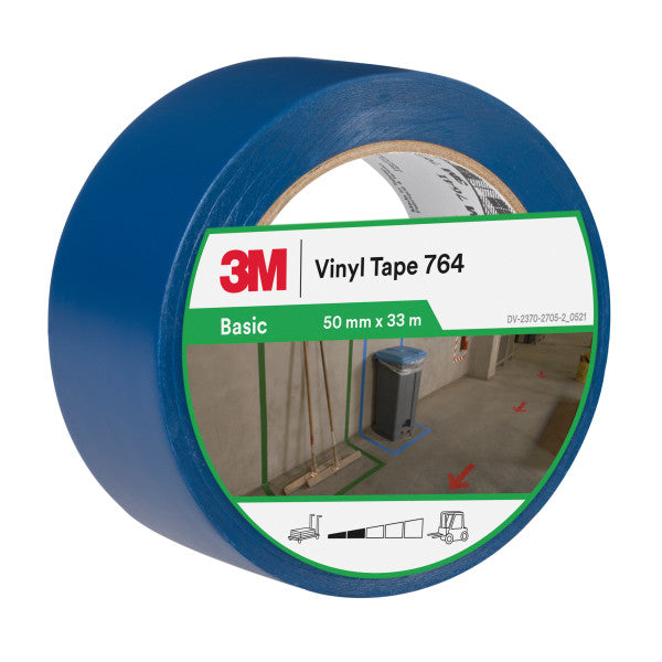 3M™ Vinyl Tape Algemeen Gebruik 764, Blauw, 50 mm x 33 m, 0.13 mm, Individueel en handig verpakt