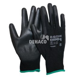 D-Glove Black Handschuh PU-Handfläche Kategorie II Große 8 pro Paar