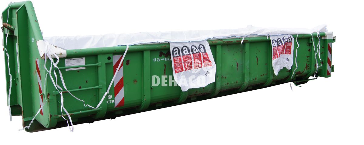 containerbag 620x240x115 cm mit asbestaufdruck und einfachem liner 80 m