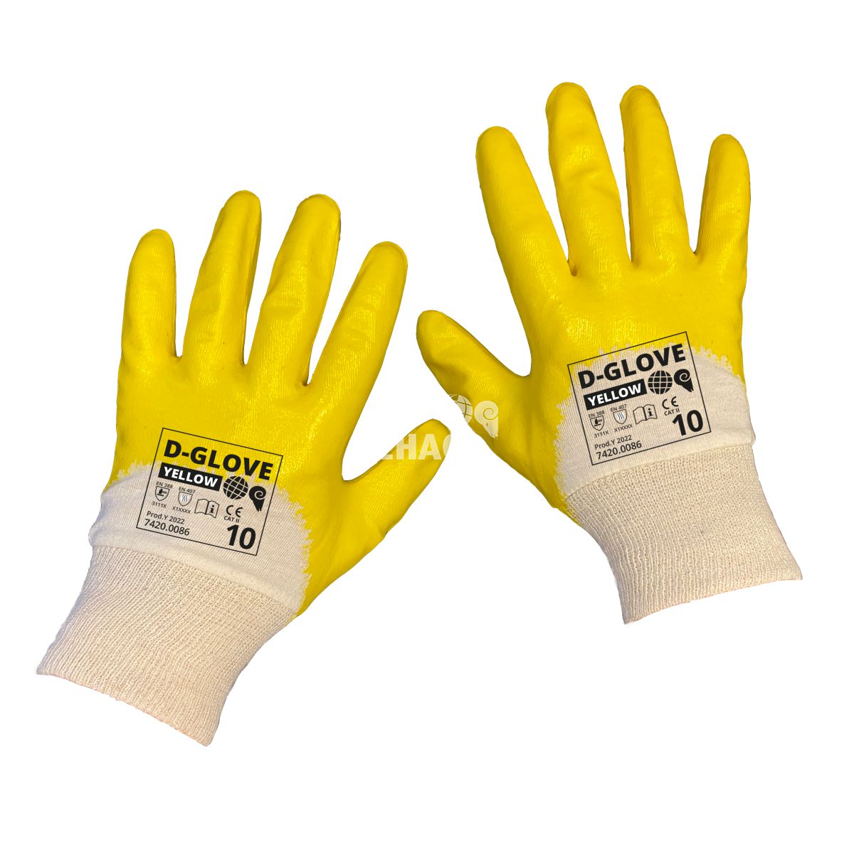 dehaco dglove 321y yellow handschoen nbr coating 9 categorie 2